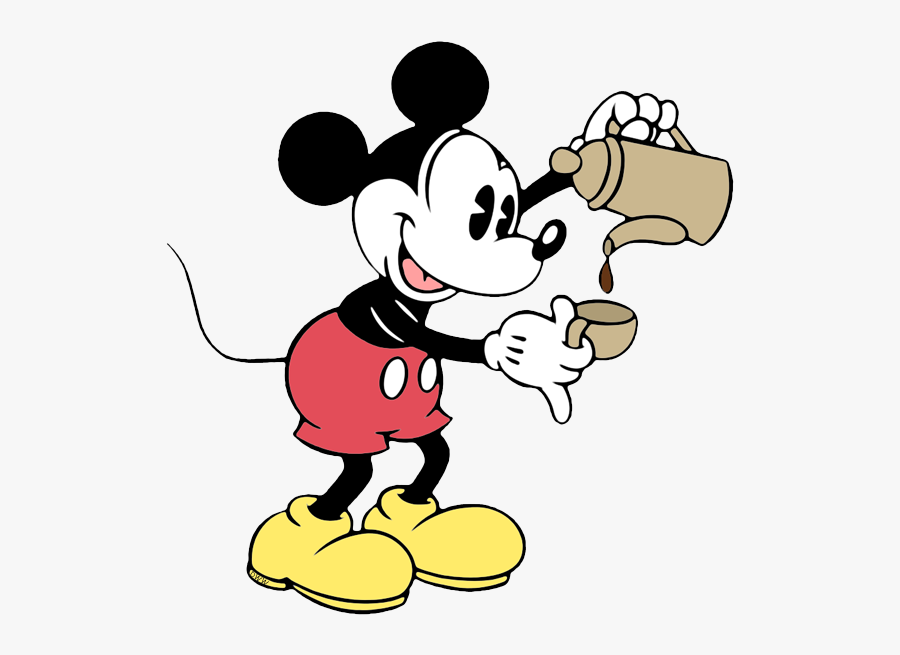 Mickey Mouse Holding A Coffee Cup, Transparent Clipart
