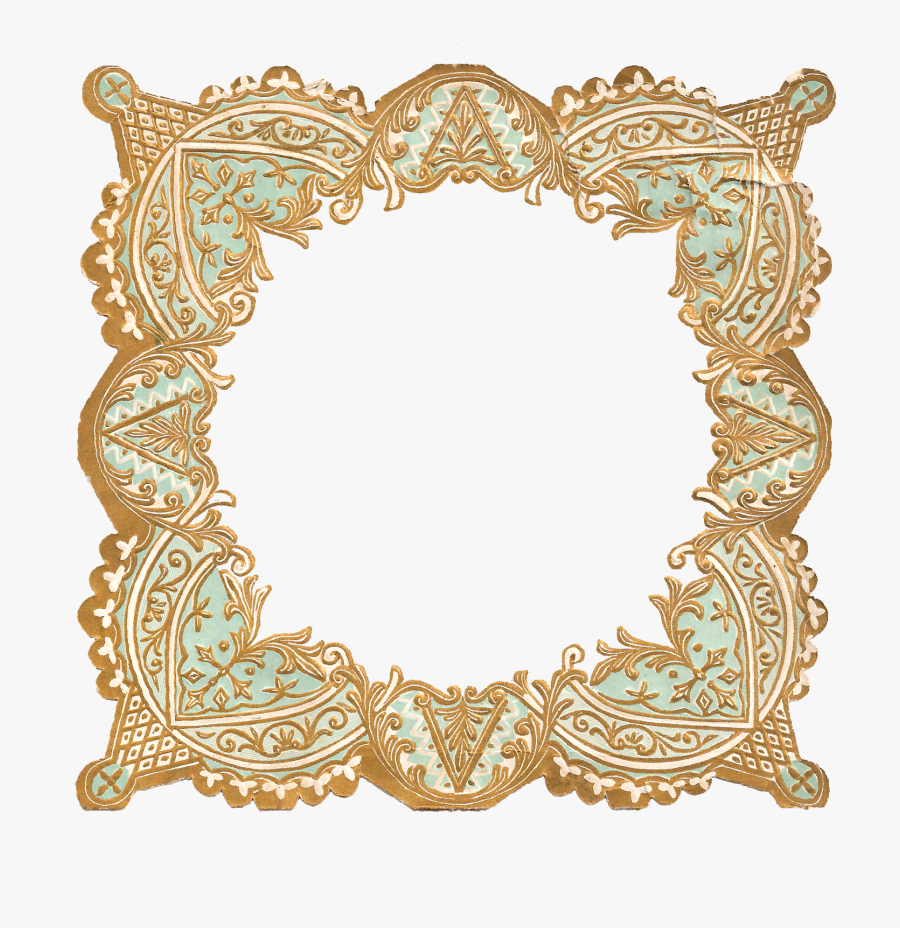 Frame Border Decorative Scrapbook Supple Craft Digital - Gold And Turquoise Border, Transparent Clipart