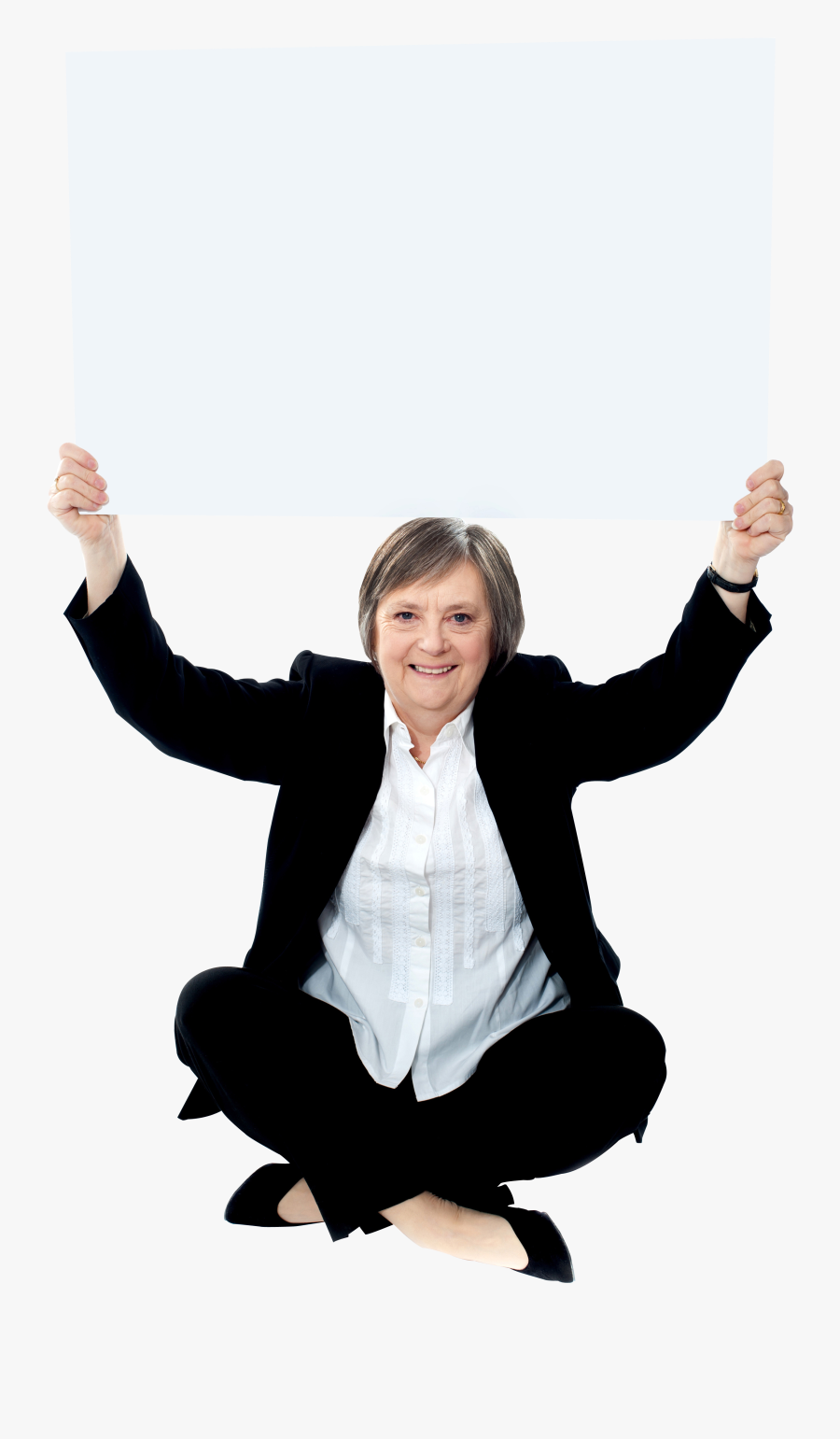 Business Women Holding Banner Png Image - Person Holding Up Whiteboard, Transparent Clipart