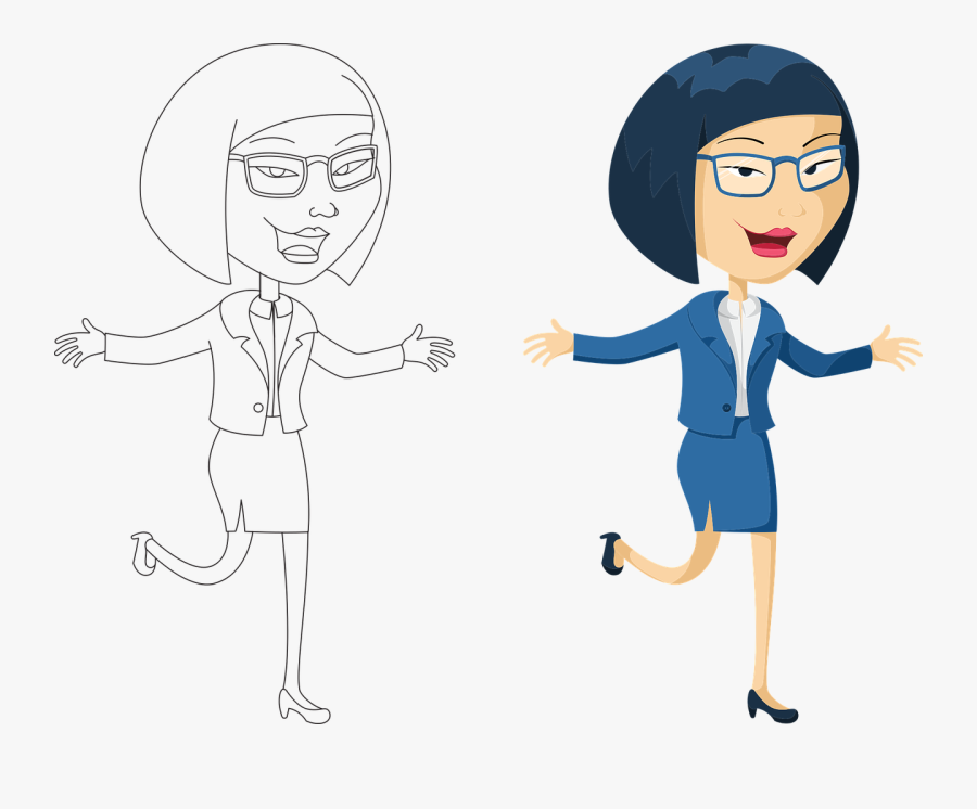 Transparent Business Woman Standing Png - Cartoon Asian Women Transparent, Transparent Clipart