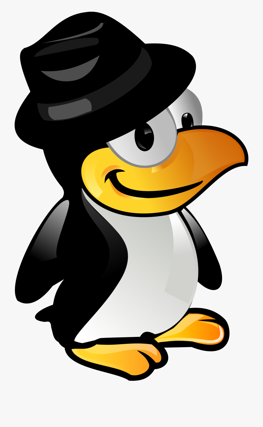 Tux With Black Hat Clip Arts - Penguin With Black Hat, Transparent Clipart