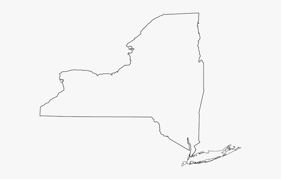 Clip Art New York State Outline Vector - New York Map White, Transparent Clipart