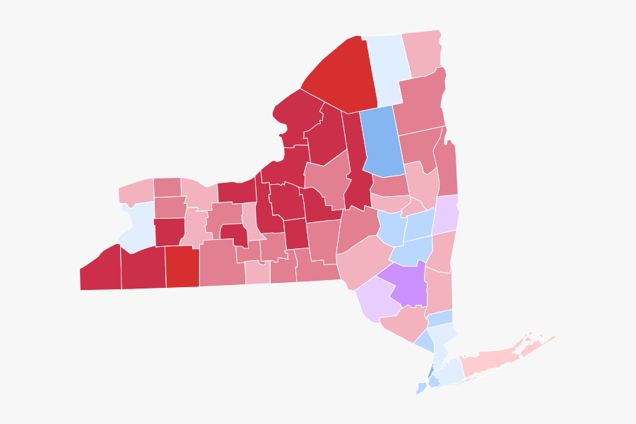 New York 2016 Election Map By County, Transparent Clipart