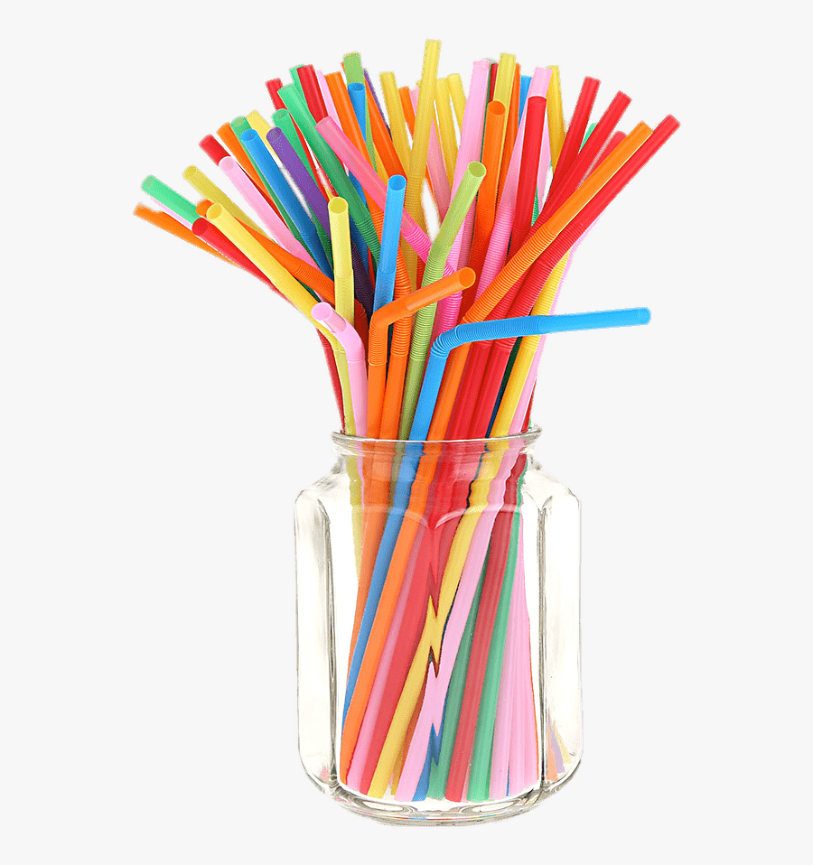 Coloured Straws In A Jar - Plastic Straws Transparent Background, Transparent Clipart