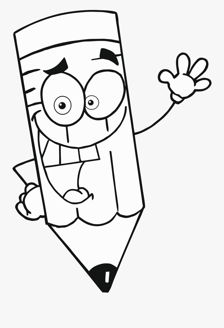 Pencil Coloring Pages For Kids - Pencil Outline With Cartoon, Transparent Clipart