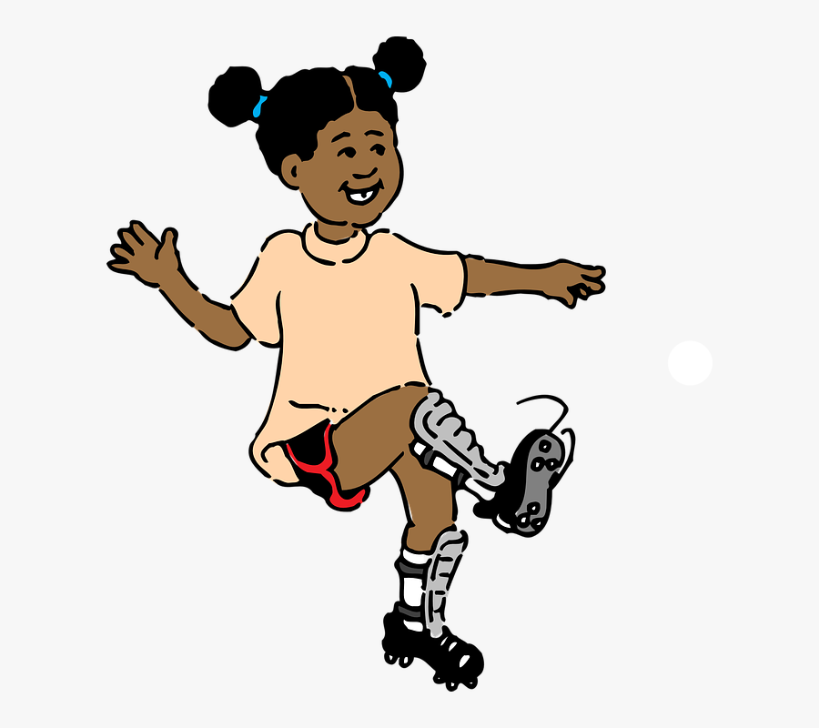Girl, Football, Play, Pigtail, Shoes, Happy, Action - Soccer Player Clip Art, Transparent Clipart