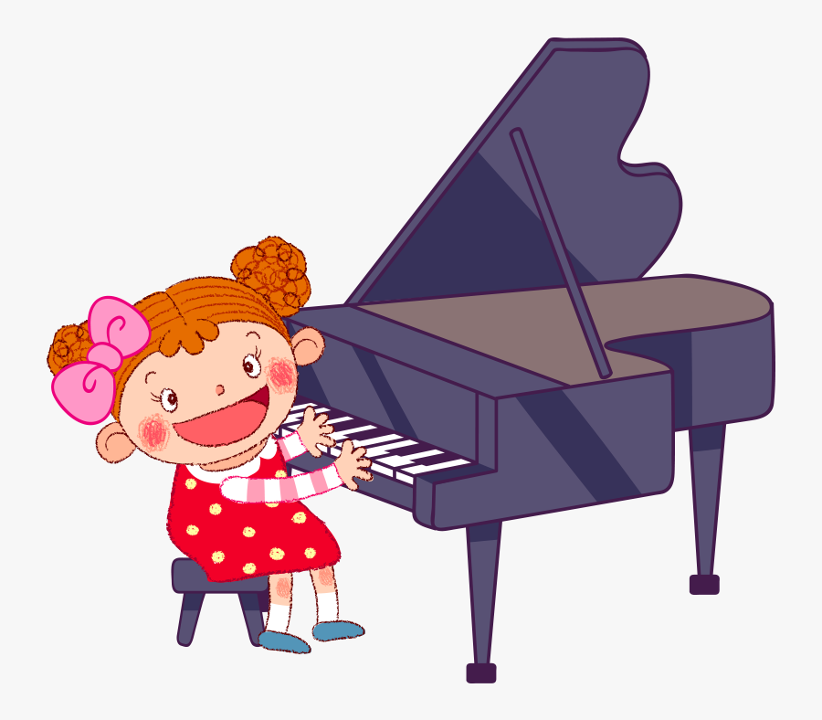 Baby Games Cartoon Illustration - Baby Play Piano Cartoon, Transparent Clipart