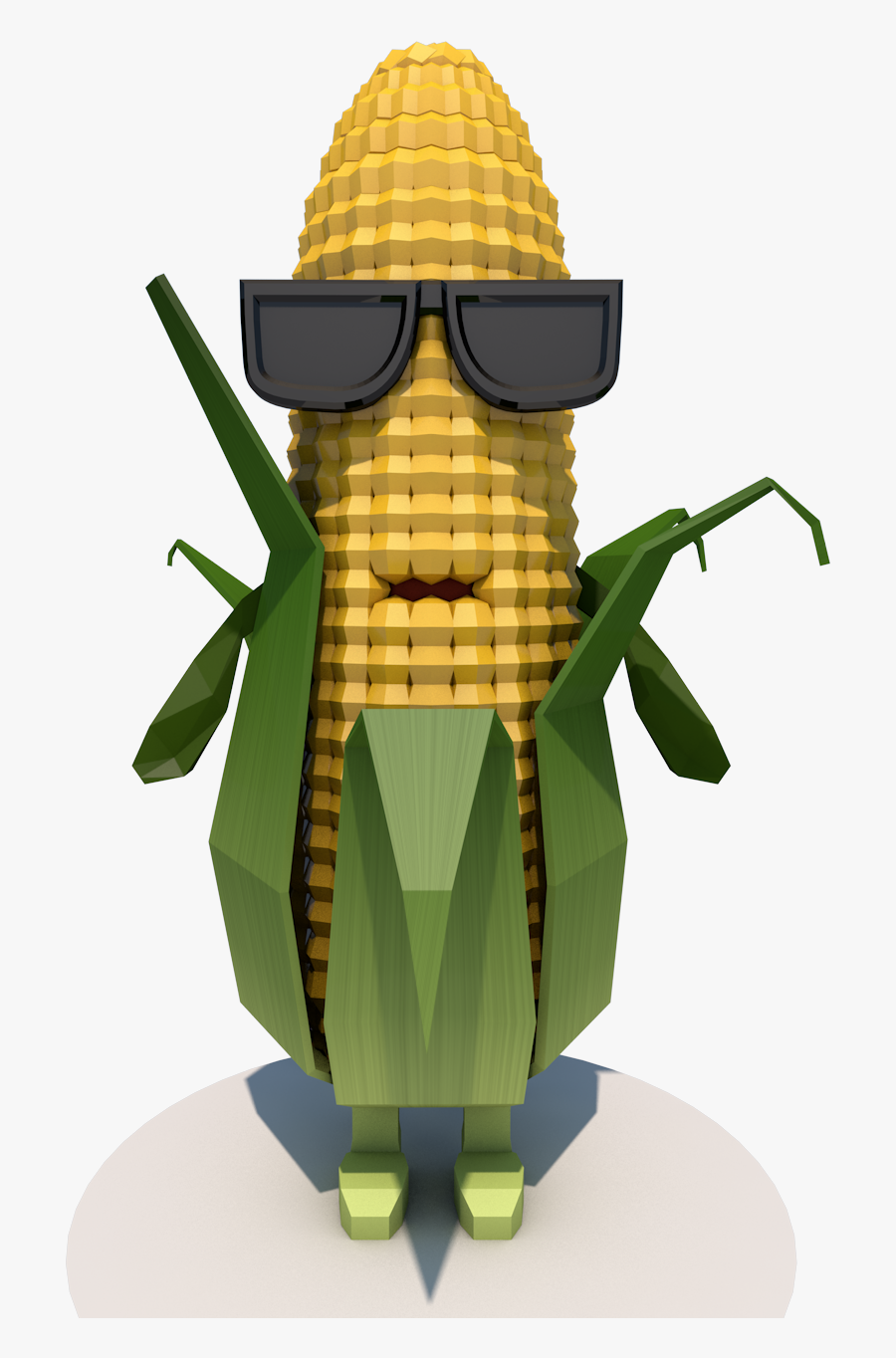 Transparent Cartoon Corn Clipart - Low Poly Food Character, Transparent Clipart