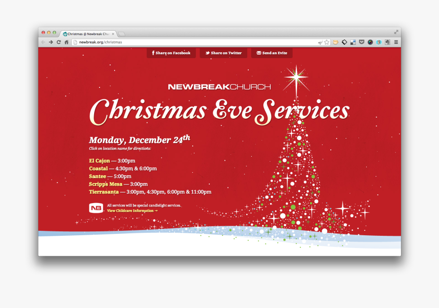 Christmas Eve Services The - Christmas 2010, Transparent Clipart