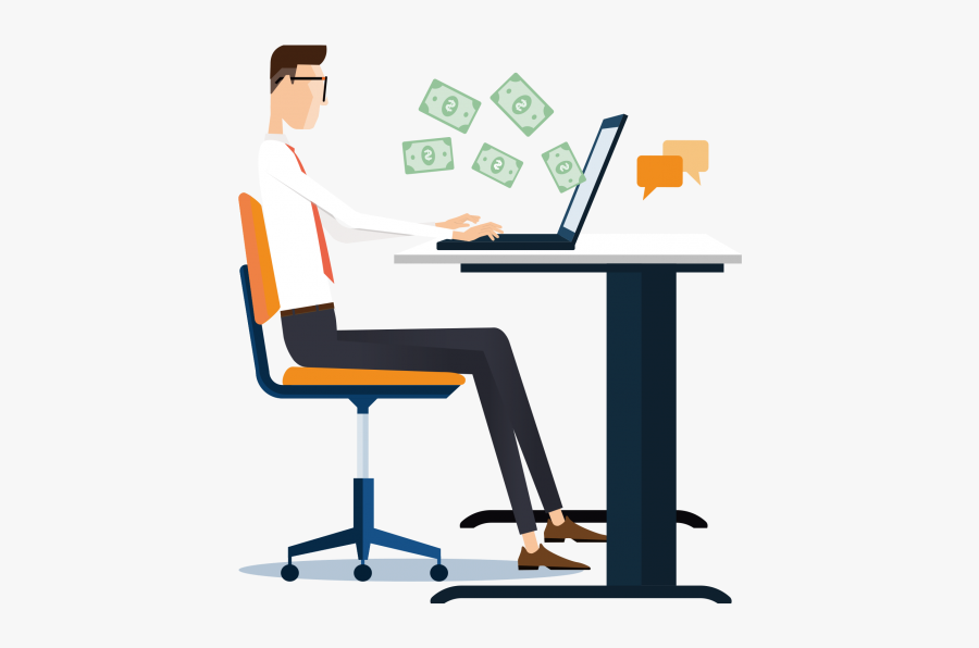 Online Earn Money Clipart - Office Chair, Transparent Clipart