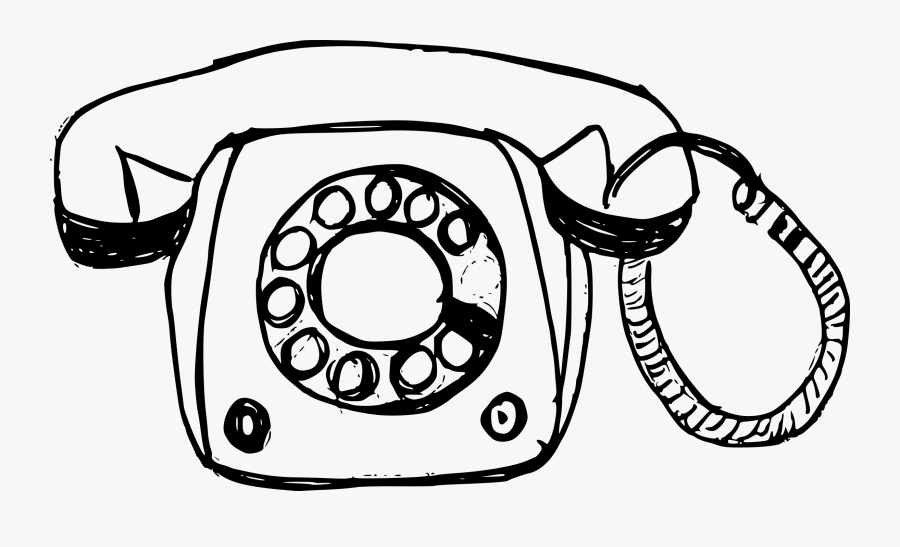 Transparent Telephone Clipart Black And White - Black And White Line Drawing Telephone, Transparent Clipart