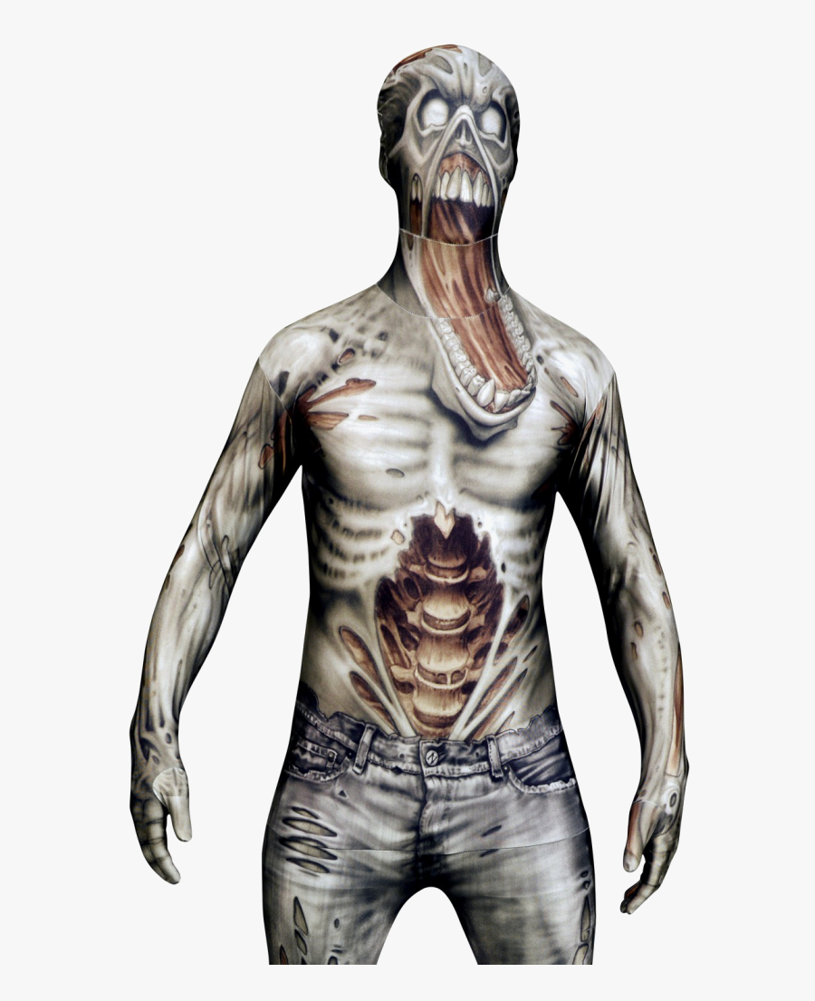 Full Body Zombies Front View Png - Zombie Morphsuit, Transparent Clipart