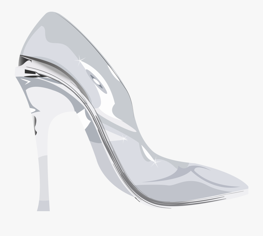 Slipper Cinderella High-heeled Shoe Drawing - Transparent Glass Slipper Png, Transparent Clipart