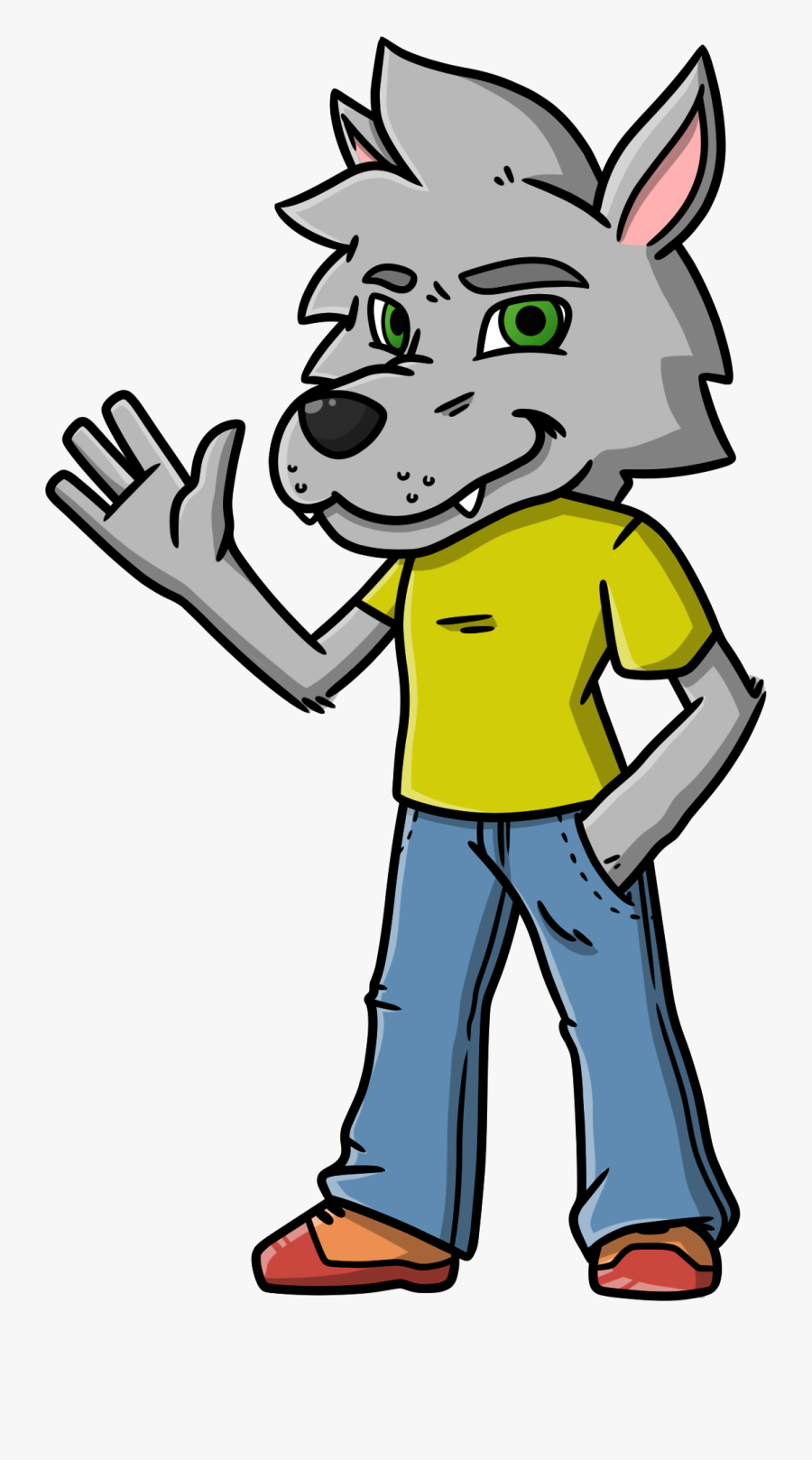Transparent Wolf Mascot Clipart - Cartoon, Transparent Clipart