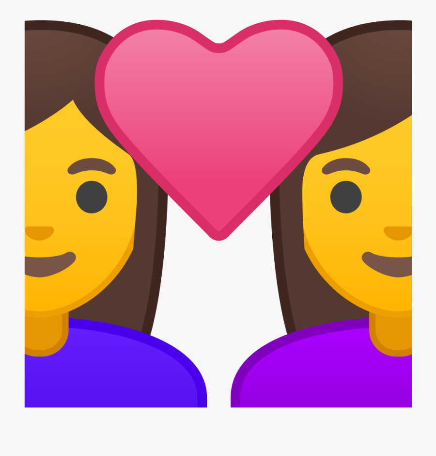 Noto Emoji Oreo 1f469 200d 2764 200d 1f469 - Two Girl Emoji With Heart, Transparent Clipart