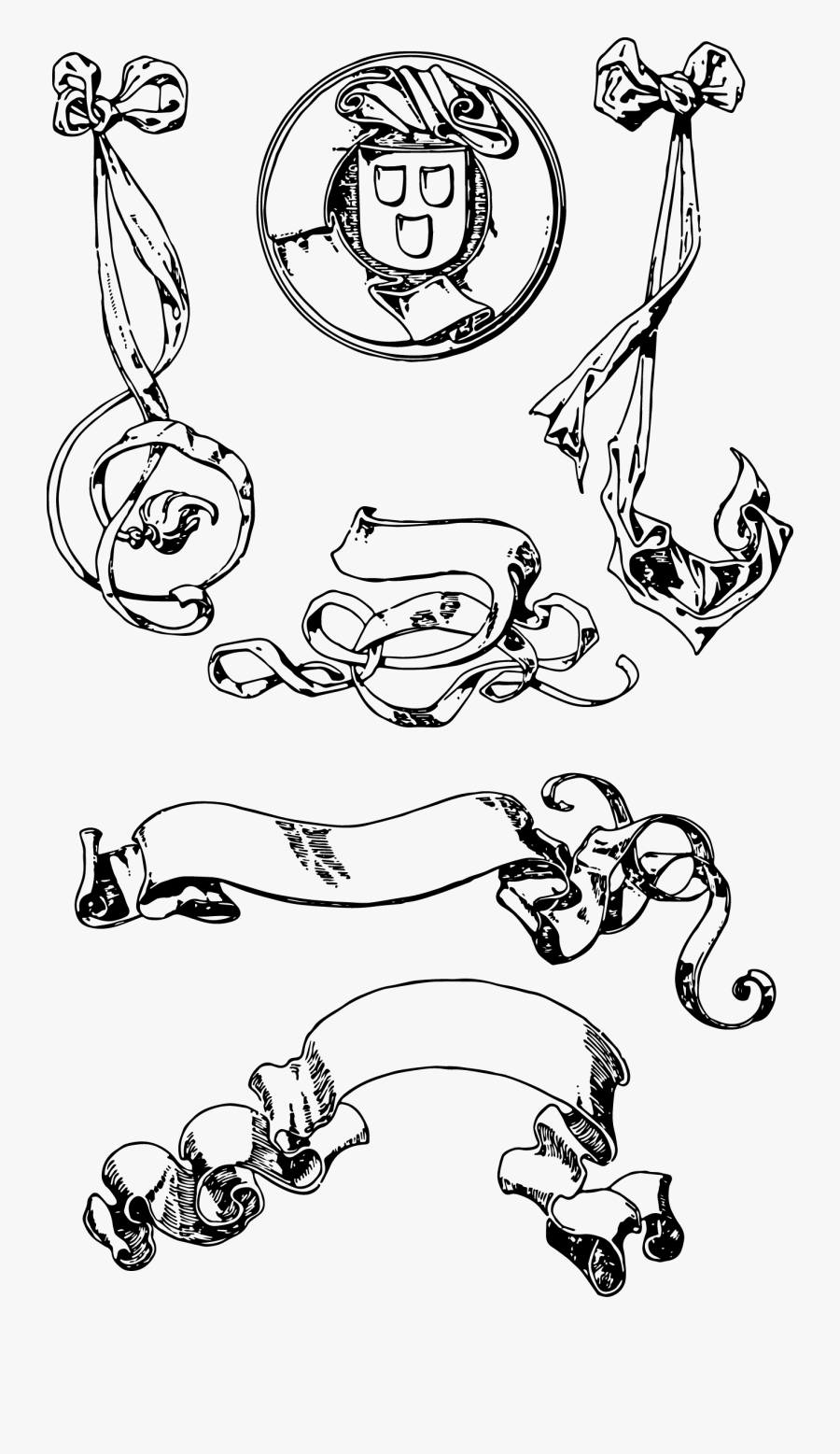 Banners Drawing Line - Clip Art Scroll Ribbon Banner, Transparent Clipart