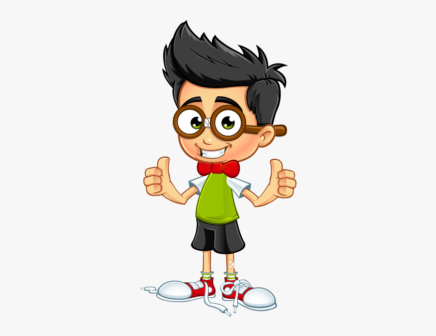 Boy Thumbs Up Clipart - Geek Boy Cartoon Png, Transparent Clipart