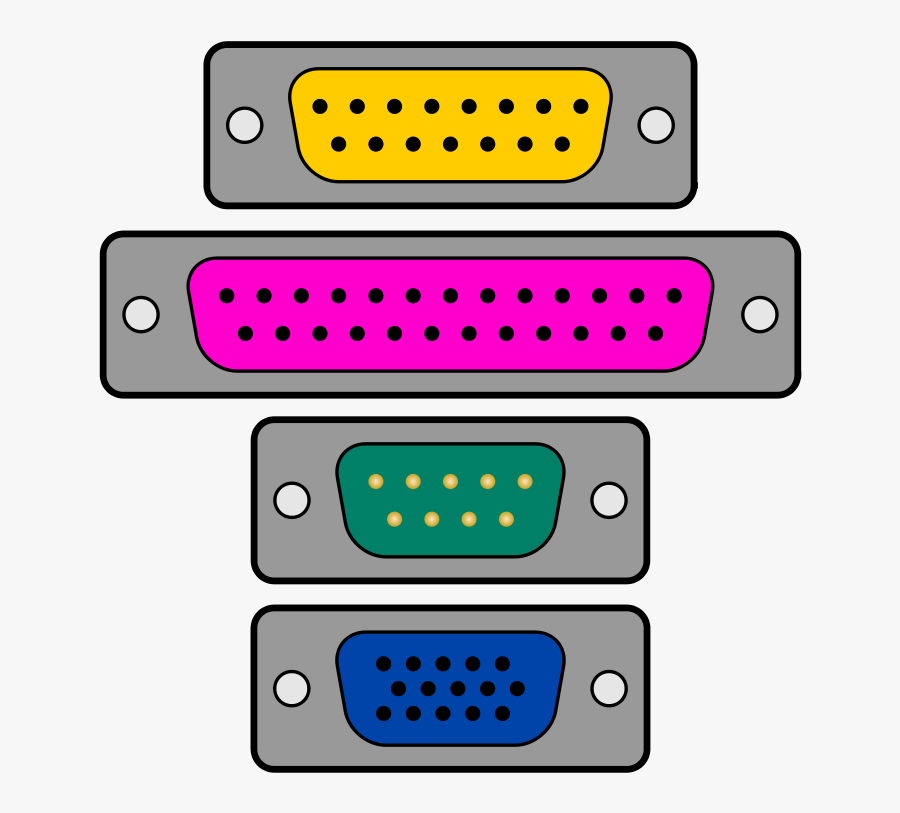 Game, Parallel, Serial And Vga Ports - Green Port Next To Vga, Transparent Clipart