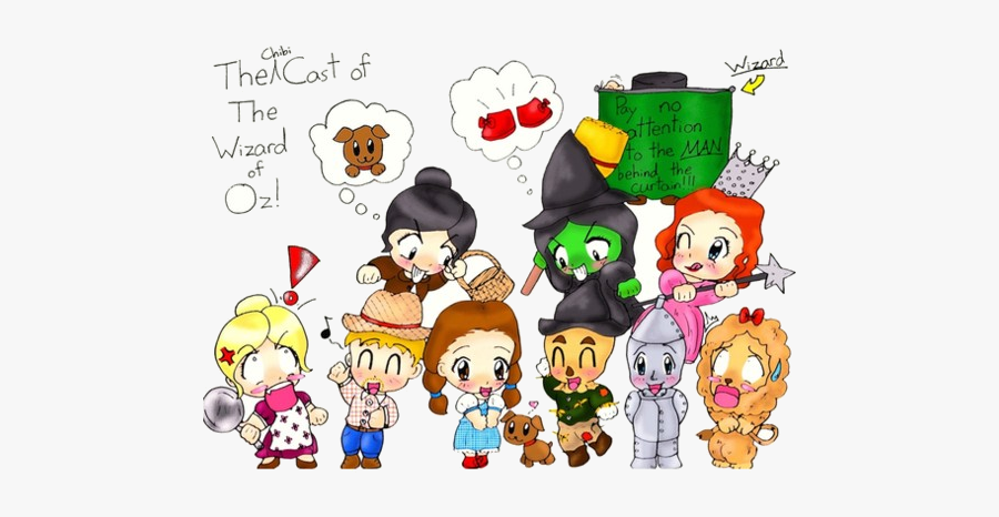 Wizard Of Oz Border The Chibi Cast Art Print Transparent - Chibi Wizard Of Oz, Transparent Clipart