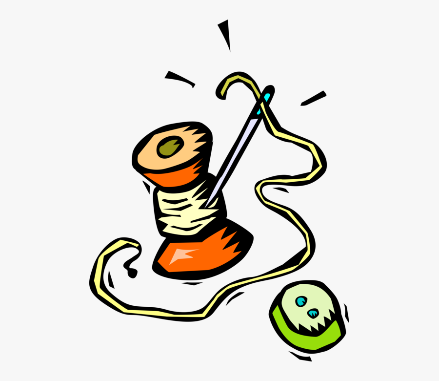 Vector Illustration Of Button With Sewing Needle And - Ago E Filo Png, Transparent Clipart