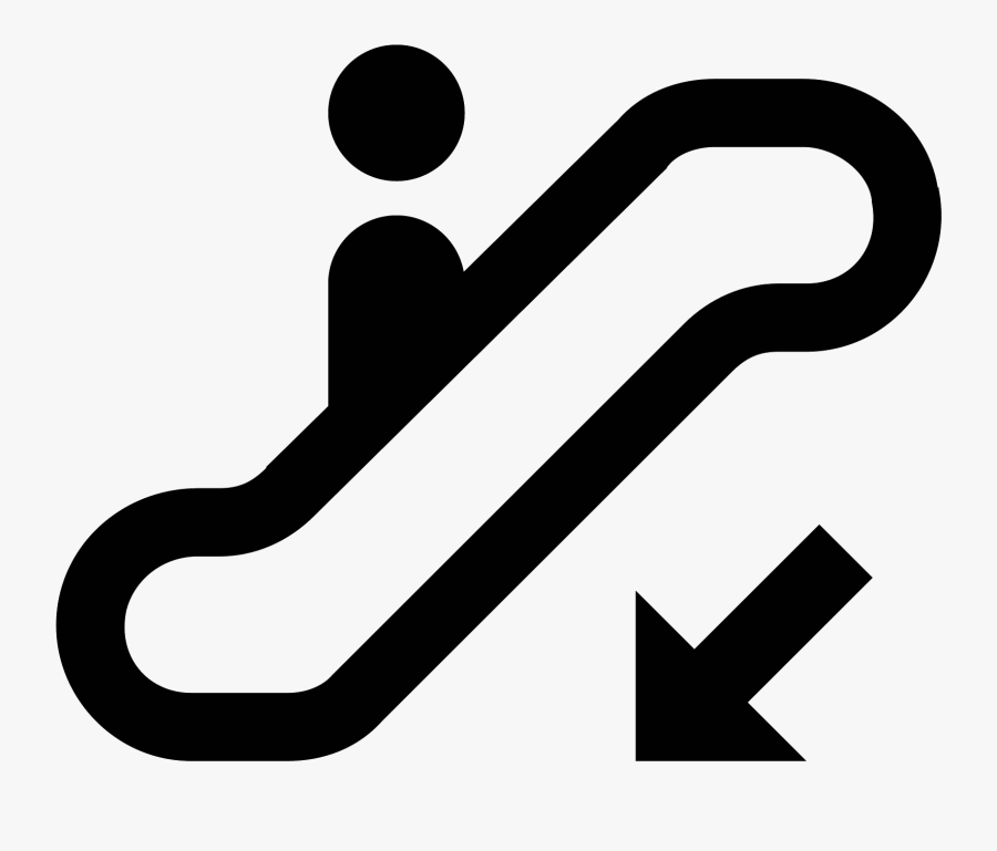 White Arrow Pointing Down Png - Icon Down Escalator, Transparent Clipart