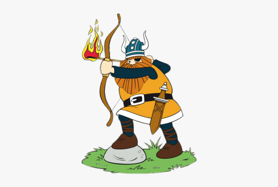 Halvar The Viking Aiming Flaming Arrow - Illustration, Transparent Clipart