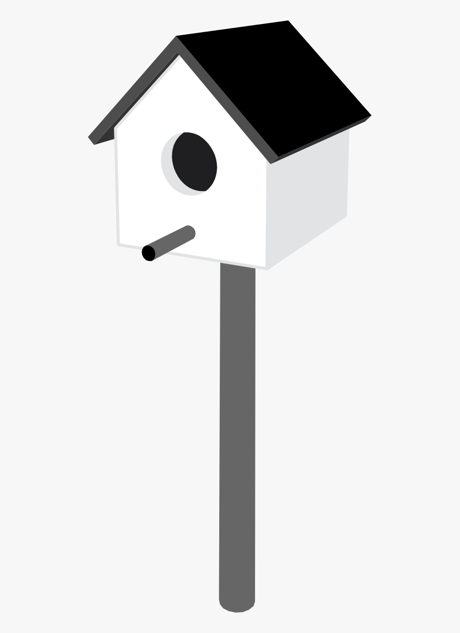 Birdhouse Black White Line Art 555px - Bird House Clipart Black And White, Transparent Clipart