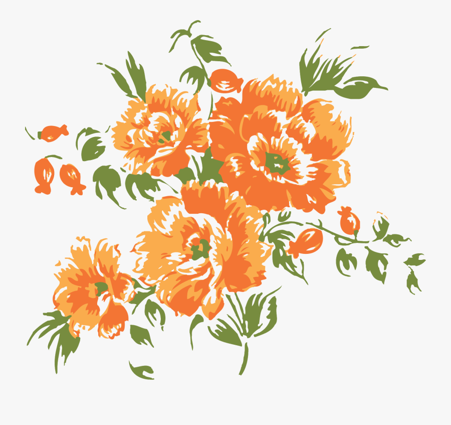 Flower Orange Blossom Clip Art - Border Watercolor Flower Frames, Transparent Clipart