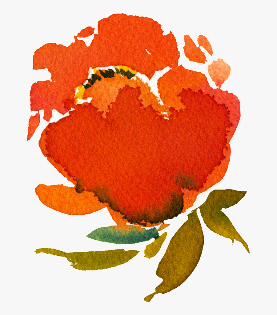 Hand Painted Orange Red Rendering Flower Png Transparent - Transparent Red Orange Flower Clip Art, Transparent Clipart