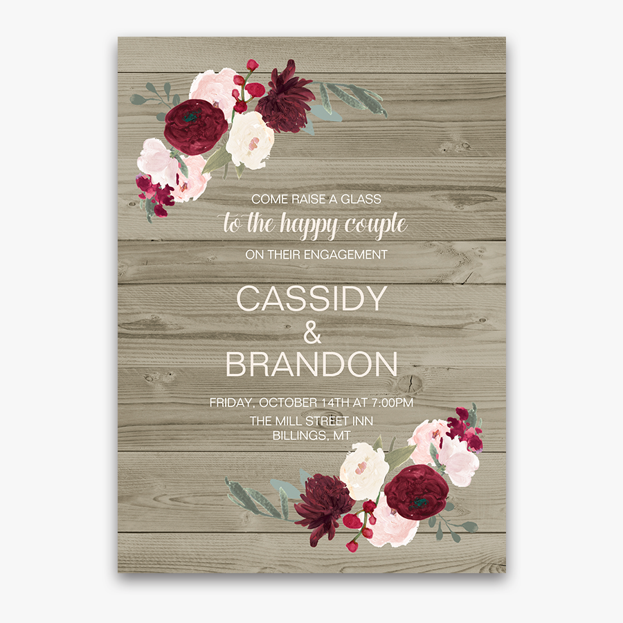 Clip Art Rustic Floral Blush Engagement - Undangan Engagement, Transparent Clipart