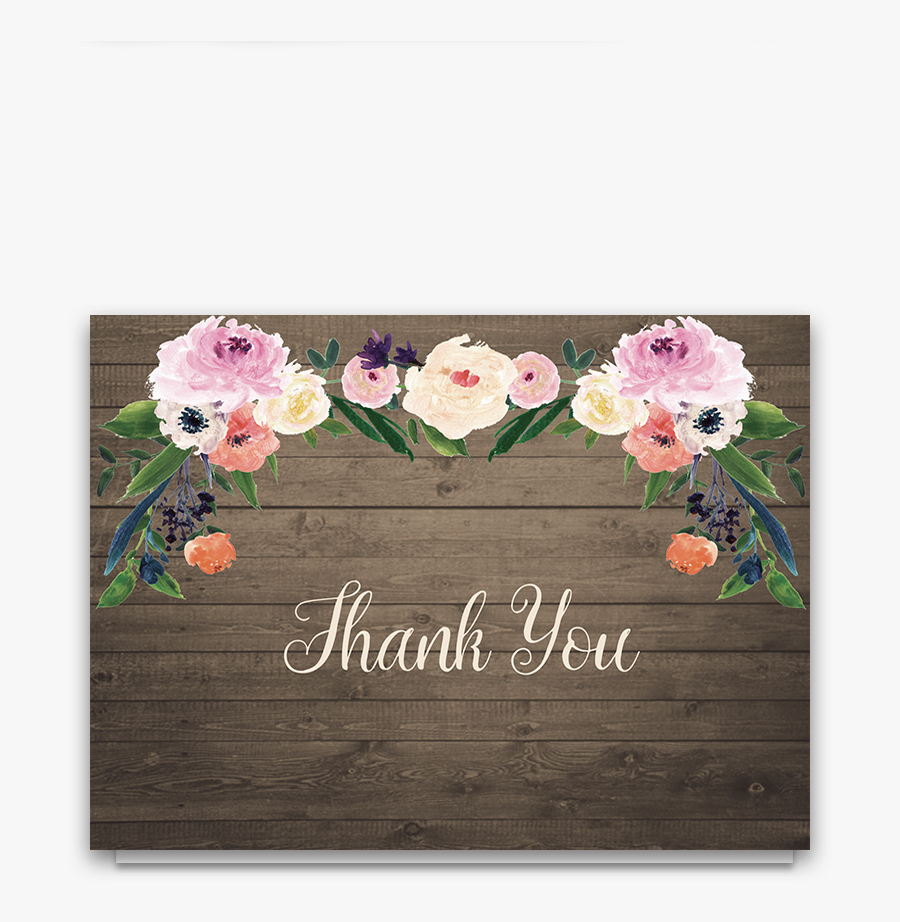 Clip Art Rustic Thank You Cards - Rustic Wood Flowers Cards, Transparent Clipart
