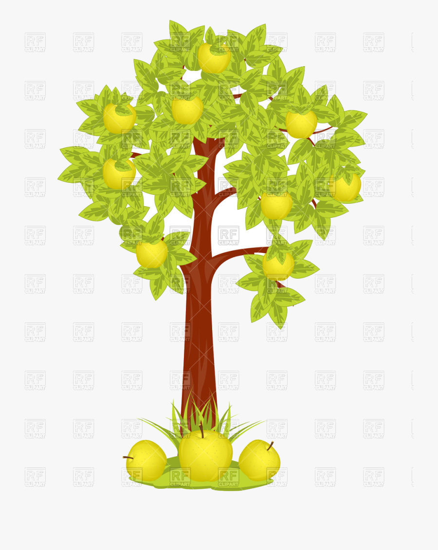 Apple Tree Vector Image Illustration Of Plants And - Yellow Apple Tree Clipart, Transparent Clipart