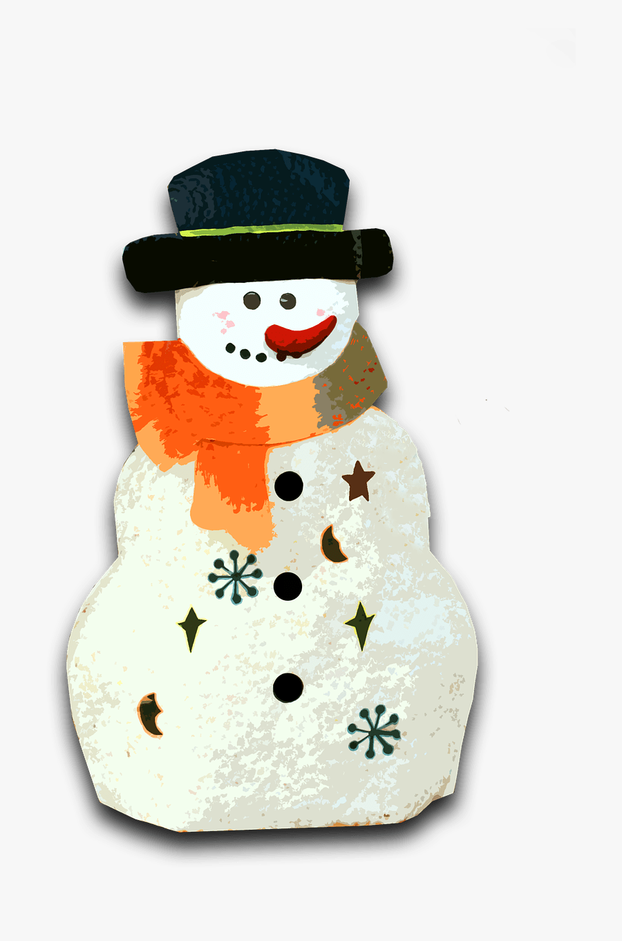 Snowman Orange Scarf - Free Winter Pngs, Transparent Clipart