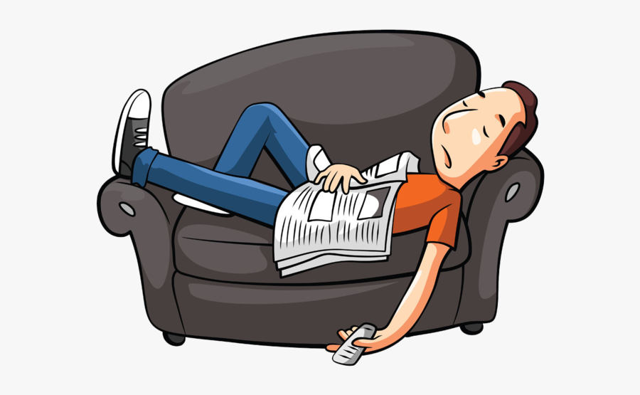 Couch Potato - Sleeping On Sofa Cartoon, Transparent Clipart