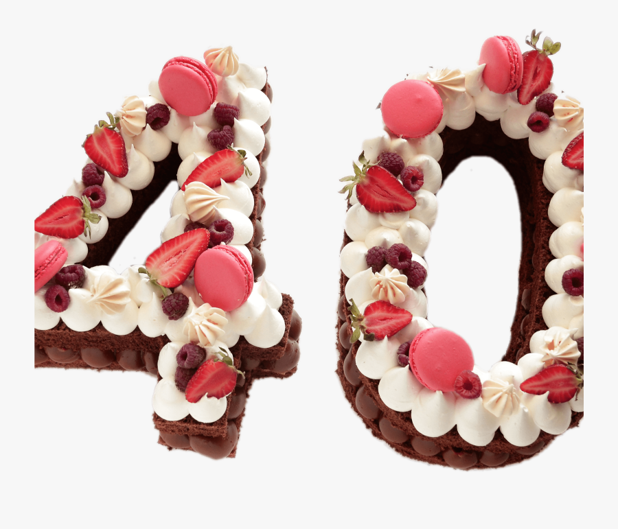 Transparent Number 40 Clipart - Chocolate 40 Number Cake, Transparent Clipart