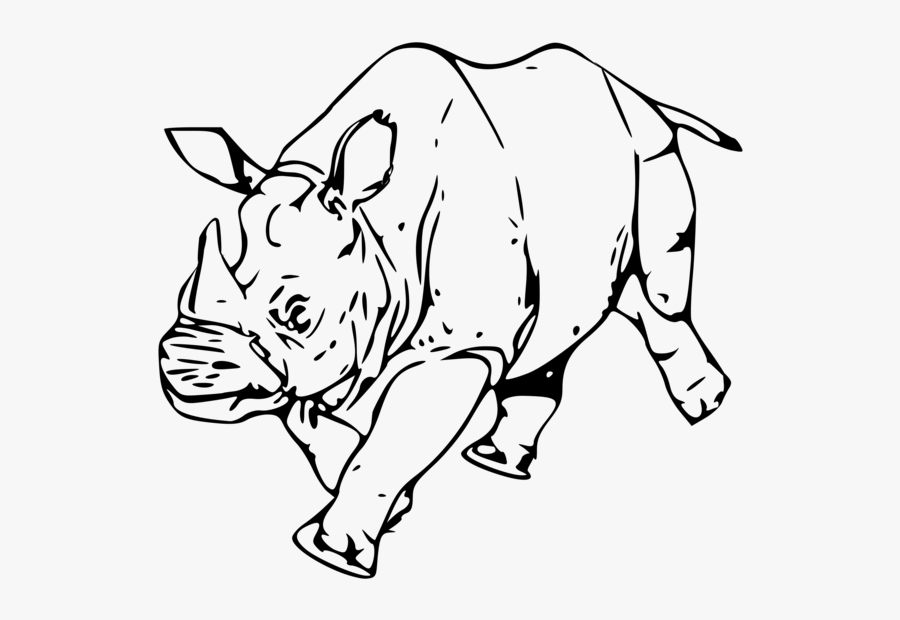 Monochrome - Rhinoceros, Transparent Clipart