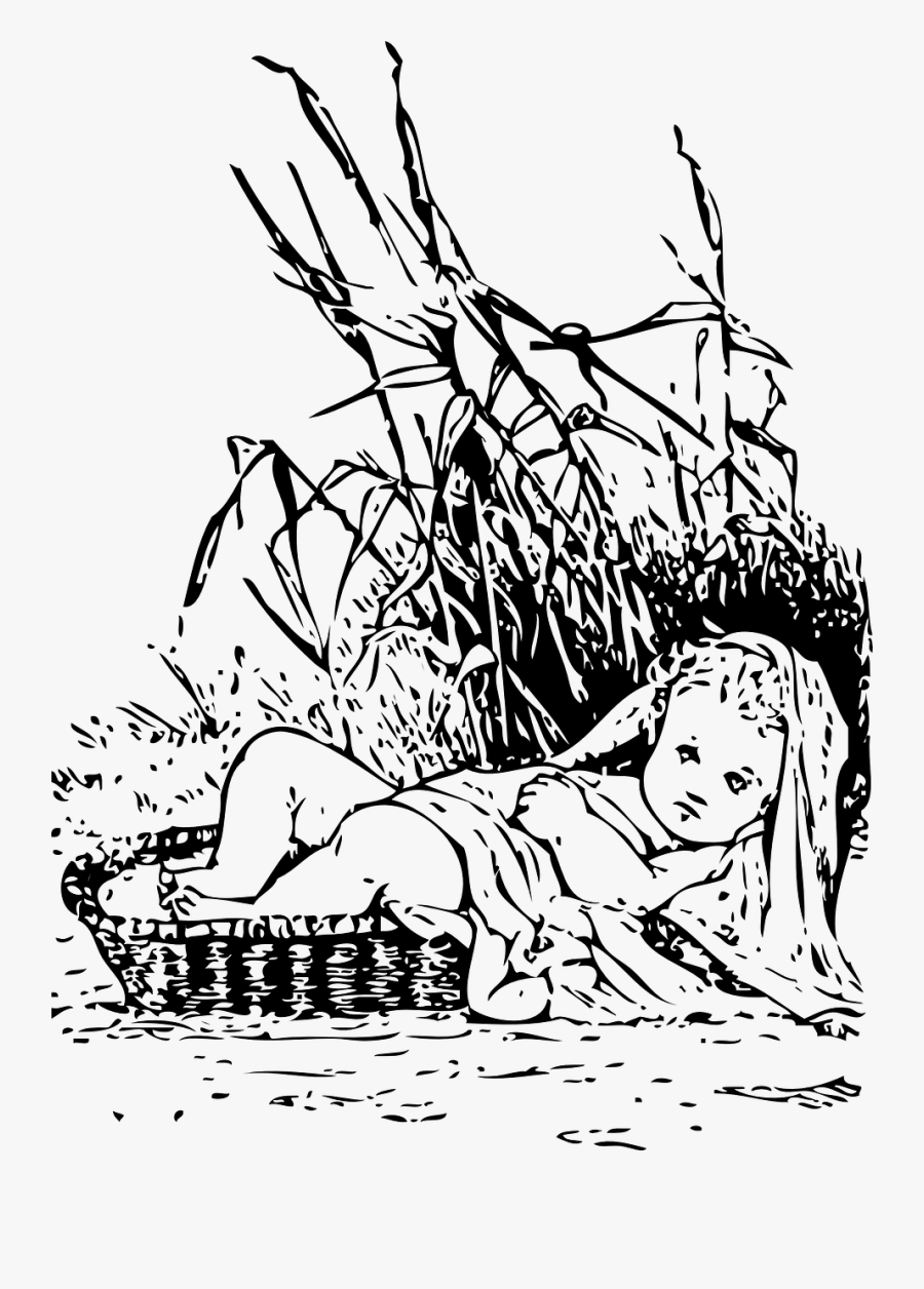 Art,monochrome Photography,artwork - Drawing Of Baby Moses, Transparent Clipart
