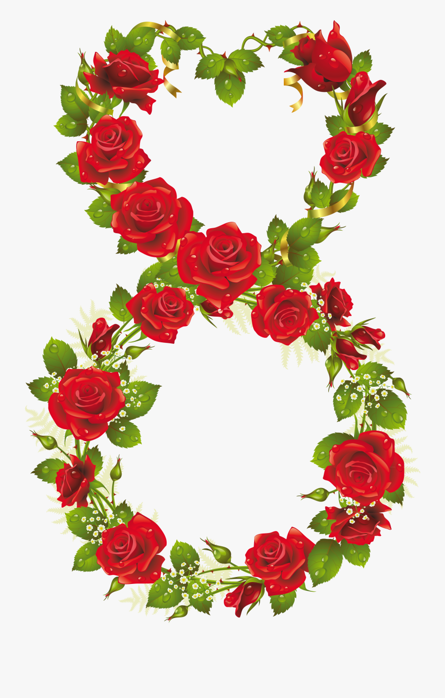 Eighth Of March With Roses Png Clipart Happy Woman - Beautiful Rose Image Download, Transparent Clipart