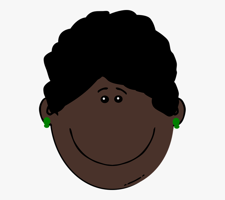 Woman, Happy, Female, Black, Hair, Curly - Dark Skin In Cartoon, Transparent Clipart