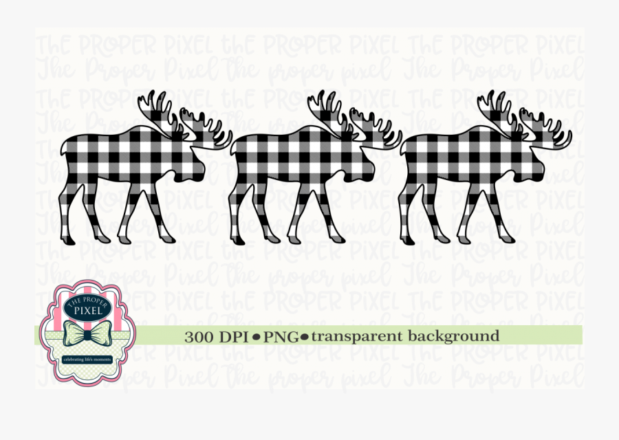 Moose Design Buffalo Plaid Christmas Sublimation Printable - Christmas Day, Transparent Clipart