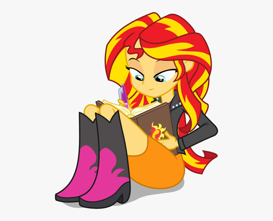 Seahawk270, Cute, Equestria Girls, Journey Book, Pen, - Equestria Girls Sunset Shimmer Sitting, Transparent Clipart