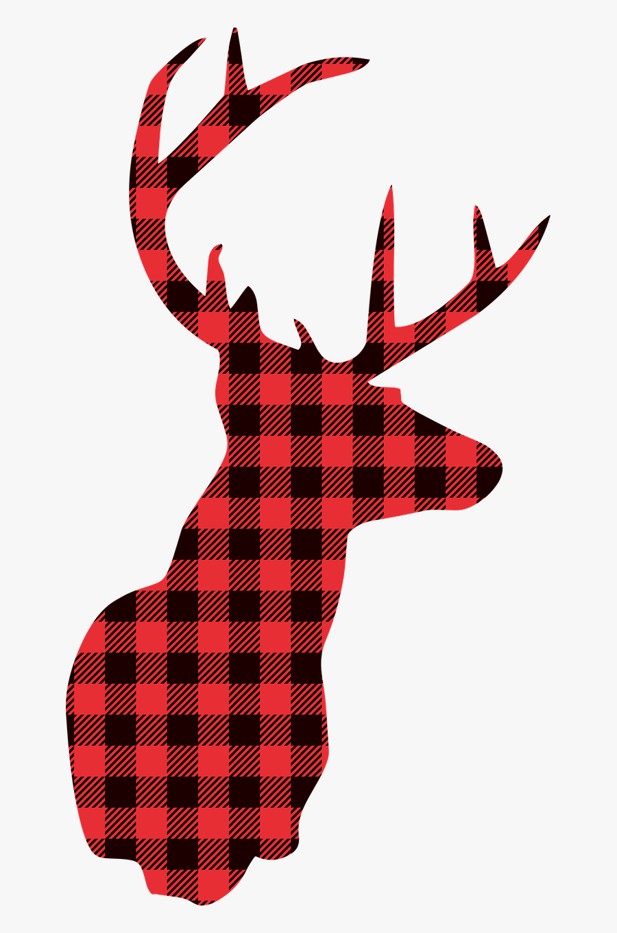 Deer Christmas Lumberjack - Red And White Check Apron, Transparent Clipart