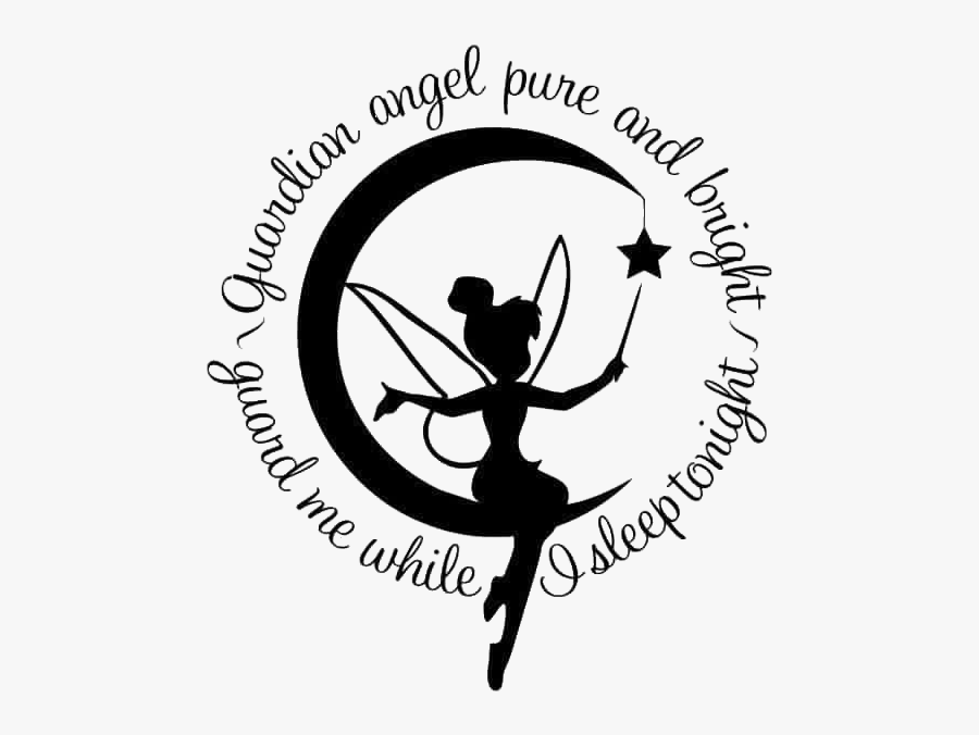 #guardianangel #tinkerbell #disney #freetoedit - Black And White Fairy And Moon, Transparent Clipart