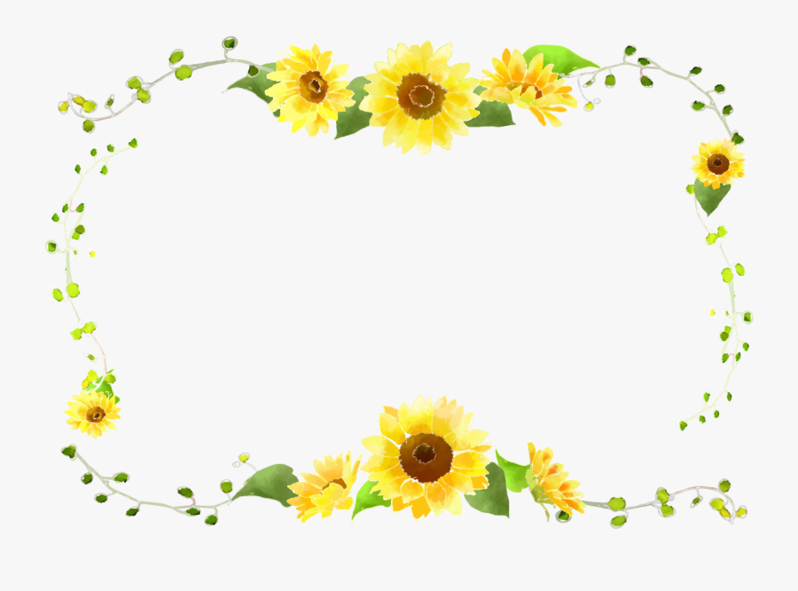 Sunflower Border Curve Decorative Foliage - Cute Sunflower Border Clipart, Transparent Clipart