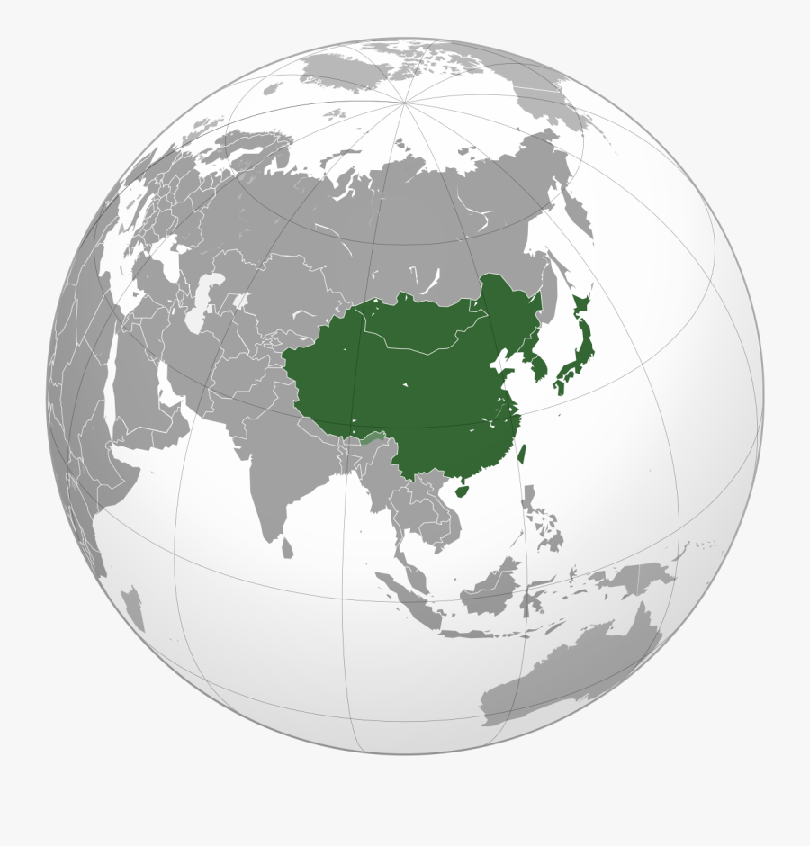 Transparent Southeast Asia Clipart - China In Global Map, Transparent Clipart