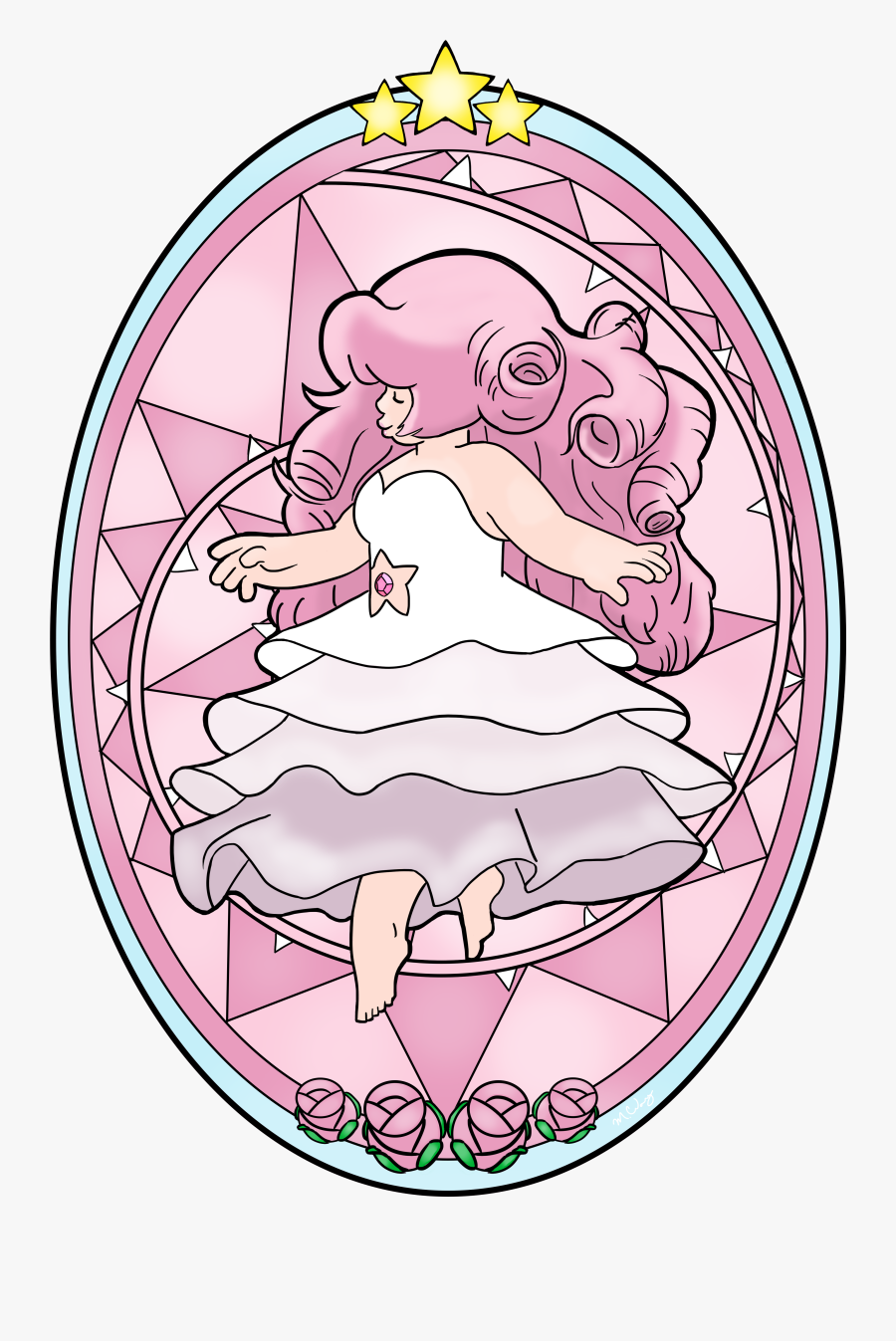 Rose Quartz Stain Glass Window Design Final - Steven Universe Leao Rose, Transparent Clipart