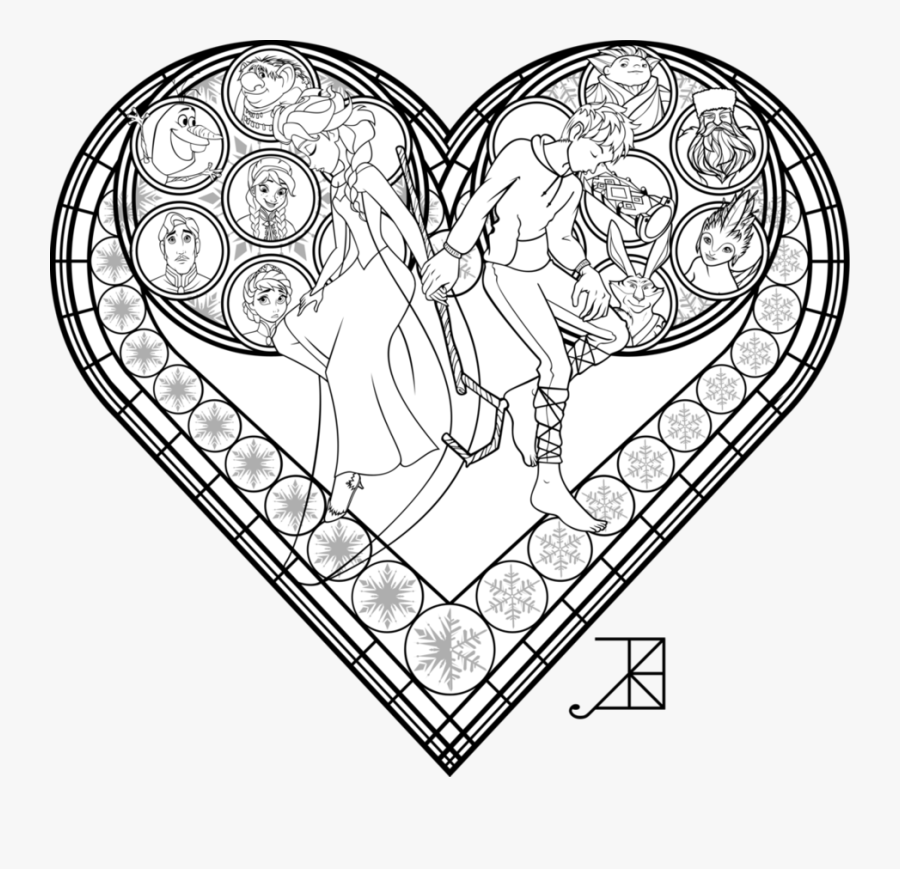 Stained Glass Coloring Page Frosted Love - Disney Stained Glass Coloring Pages, Transparent Clipart