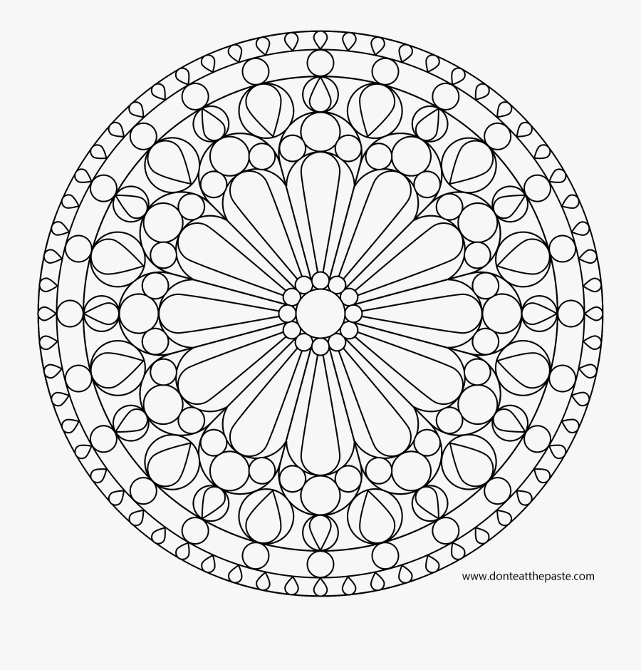 Clip Art Rose Windows Coloring Pages - Stained Glass Colouring Pages, Transparent Clipart