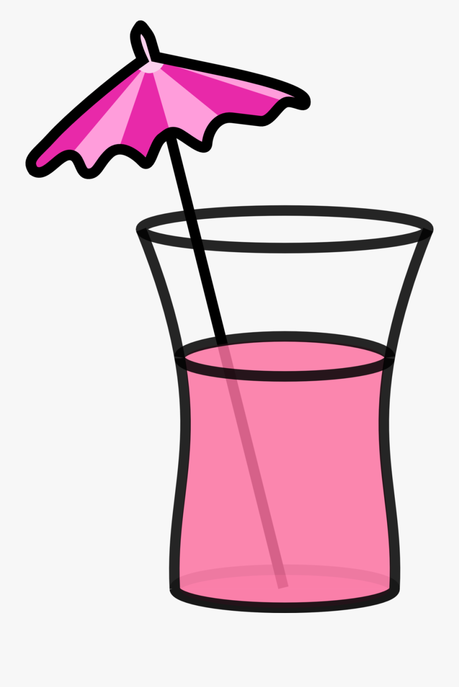 Cocktail Beverage Drink Pink Summer Umbrella - Umbrella Drink Clipart, Transparent Clipart