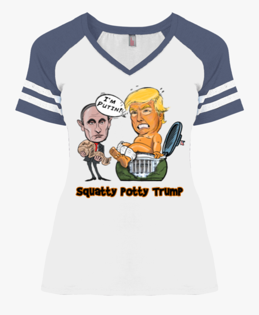 Women"s Squatty Potty Baby Trump V-neck Baseball Tee - Peanuts And Cracker Jacks Shirt, Transparent Clipart